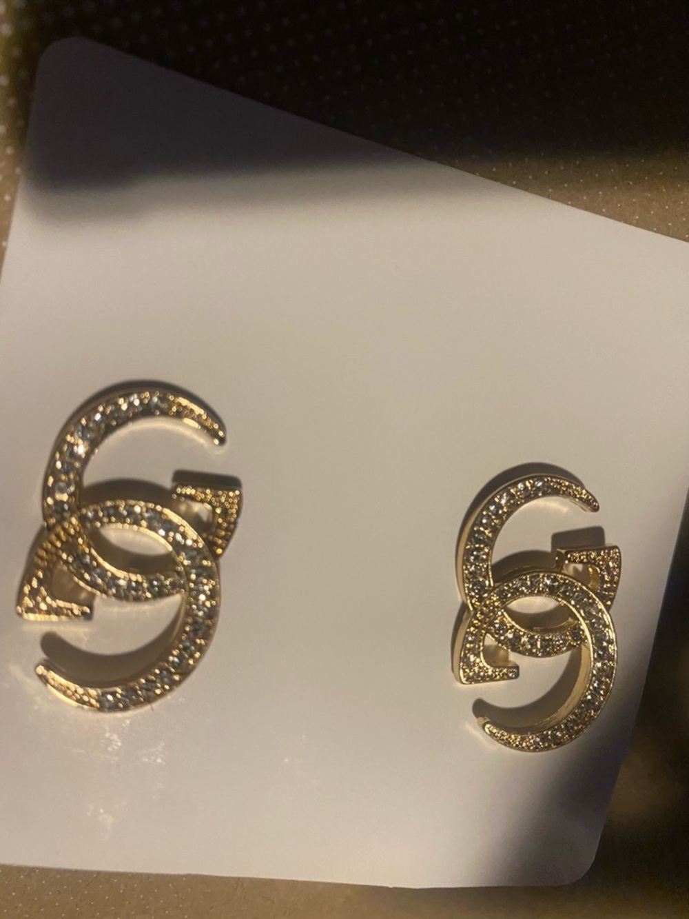 Gold Interlocking Stud Earrings - Picture 3 of 4